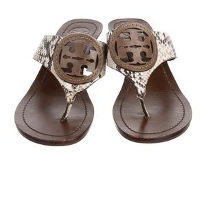 Tory Burch Embossed Leather Slides